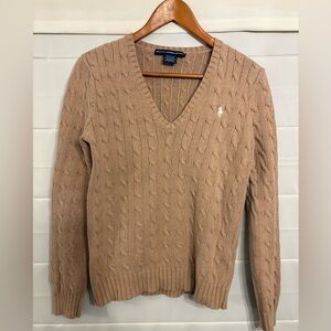 Classic Women’s Ralph Lauren Sport 100% cotton V-Neck Cable Knit Sweater